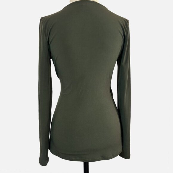 Michael Kors Olive Green Wrap Top with Buckle Detail -XS/S - Picture 2 of 8